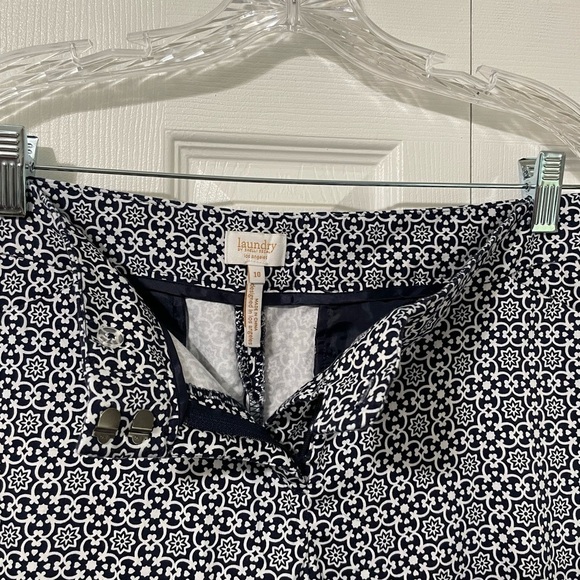 Laundry by Shelli Segal Los Angeles Womens Cropped Mosiac Navy Pant size 10 - Picture 4 of 11